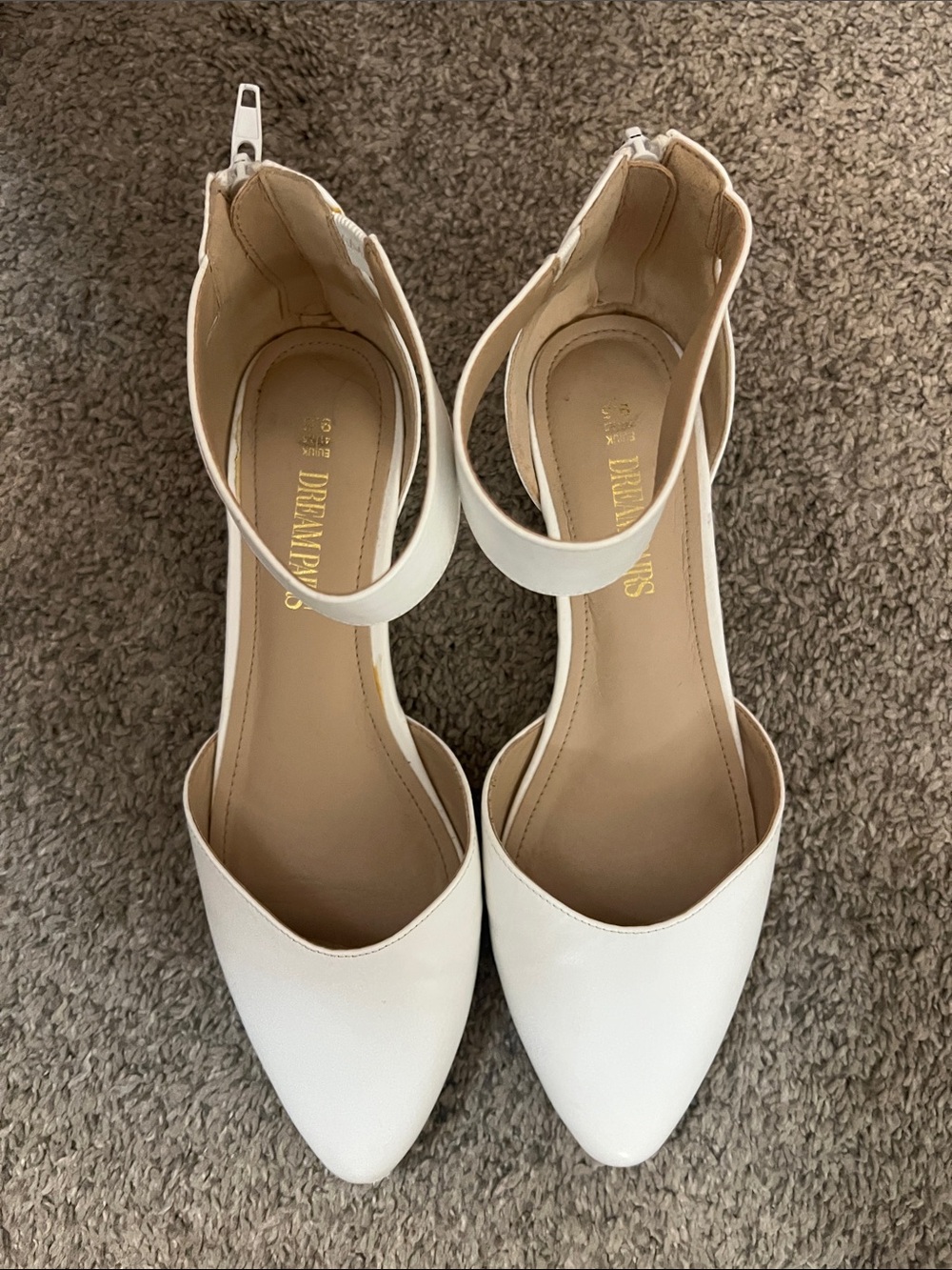 Dream Pairs White Pointed Toe Ankle Strap Flats